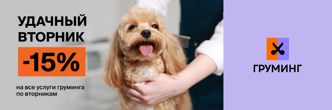 Скидка 15% на все услуги груминга по вторникам