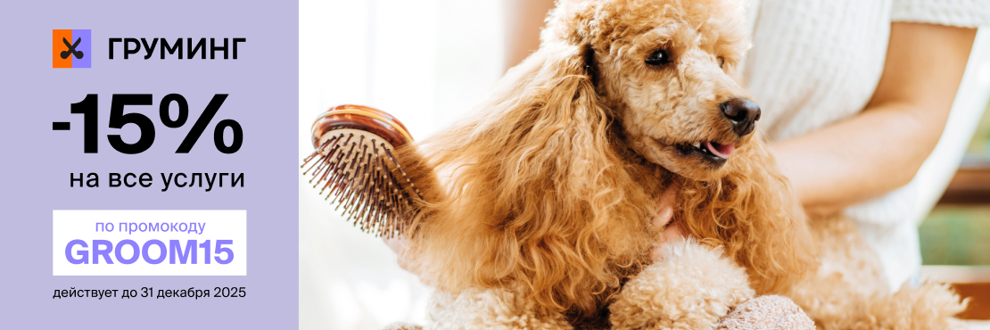 Скидка 15% по промокоду на все услуги груминга